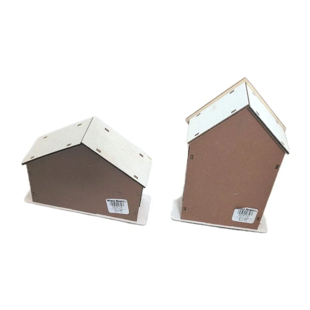 World Market Laser Cut Wood Gingerbread House Set of 2 LED Light Up 2019‎